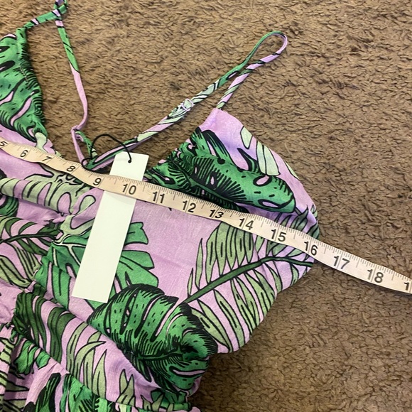 NSR Green Purple Floral Maxi Dress Tiered Layered Ruffles Sleeveless S NEW - Picture 9 of 11